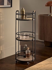 Black Industrial Multi Functional  3 Tier Round on wheel Bar And Drink Trolley - Image 1 of 8
