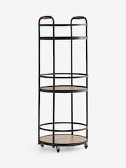 Black Industrial Multi Functional  3 Tier Round on wheel Bar And Drink Trolley - Image 5 of 8
