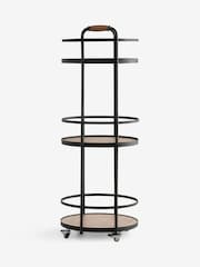 Black Industrial Multi Functional  3 Tier Round on wheel Bar And Drink Trolley - Image 6 of 8