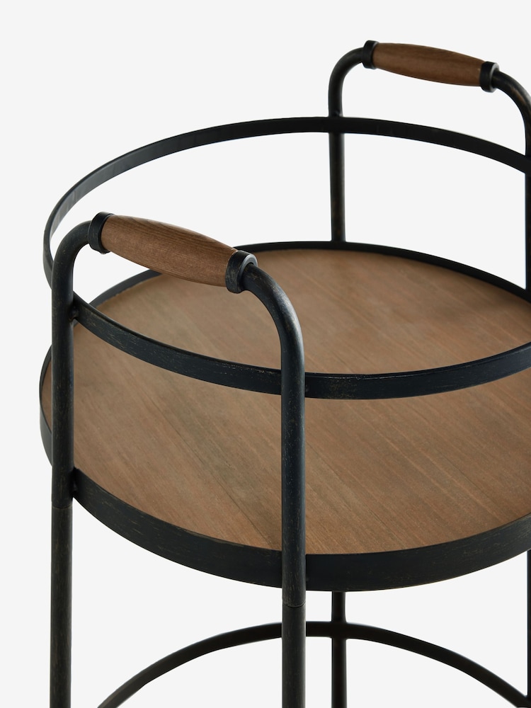 Black Industrial Multi Functional 3 Tier Round on wheel Bar And Drink Trolley - Image 8 of 8 Black Industrial Multi Functional 3 Tier Round on wheel Bar And Drink Trolley - Image 8 of 8