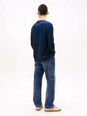 Tommy Jeans Blue Linear Logo Slim Long Sleeve T-Shirt - Image 4 of 5