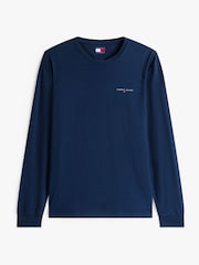 Tommy Jeans Blue Linear Logo Slim Long Sleeve T-Shirt - Image 5 of 5