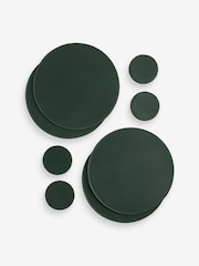 Set of 4 Dark Green Reversible Faux Leather Placemats and Coasters - Image 1 of 1