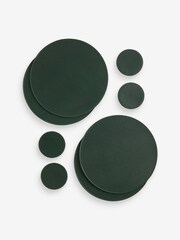 Set of 4 Dark Green Reversible Faux Leather Placemats and Coasters - Image 3 of 3