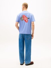 أزرق - Tommy Jeans Back Slogan Textured Relaxed T-Shirt - صورة 2 من 5