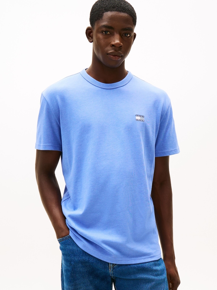 Tommy Jeans Blue Tonal Tommy Badge Jersey T-Shirt - Image 1 of 5