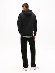 Tommy Jeans Black Linear Logo Embroidery Kangaroo Pocket Hoodie - Image 4 of 5