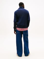 Tommy Jeans Blue Flag Quarter-Zip Slim Sweat Top - Image 2 of 5