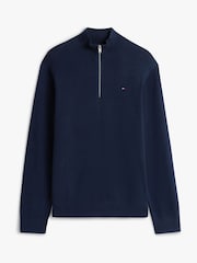Tommy Jeans Blue Flag Quarter-Zip Slim Sweat Top - Image 5 of 5