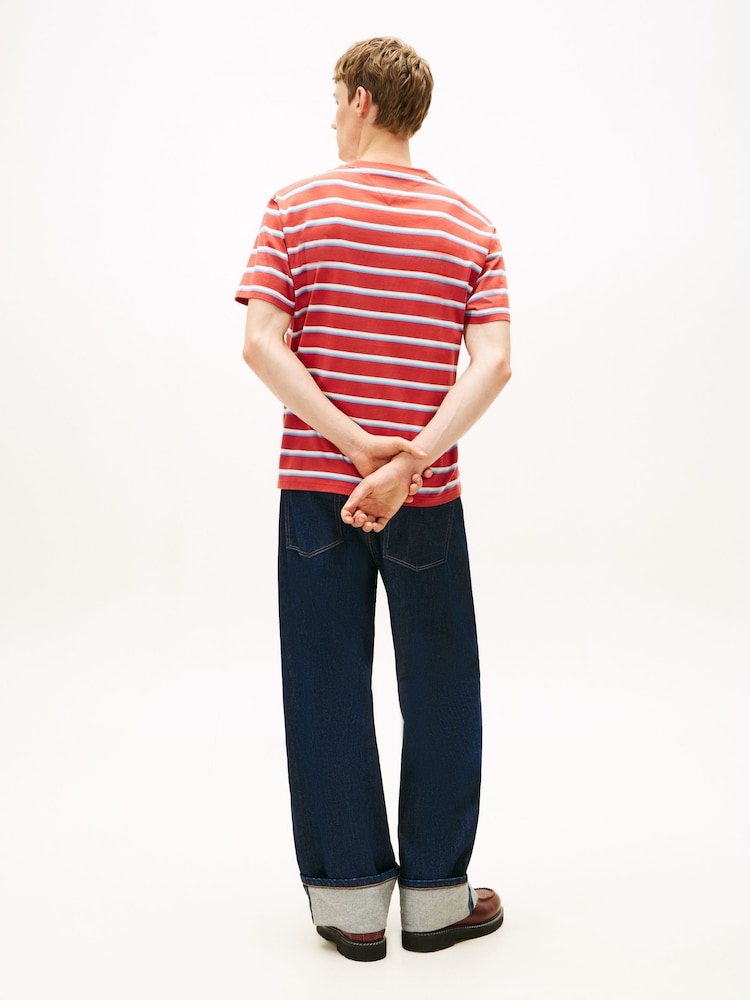 Tommy Jeans Red Jersey Relaxed Crew Neck T-Shirt - Image 2 of 5