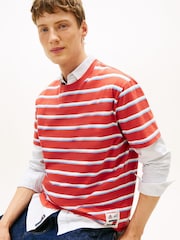 Tommy Jeans Red Jersey Relaxed Crew Neck T-Shirt - Image 4 of 5