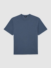 Reiss Airforce Blue Tate Cotton Garment-Dyed Relaxed-Fit T-Shirt - Image 2 of 6