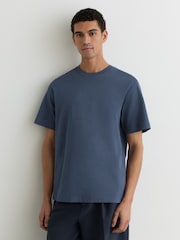 Reiss Airforce Blue Tate Cotton Garment-Dyed Relaxed-Fit T-Shirt - Image 3 of 6