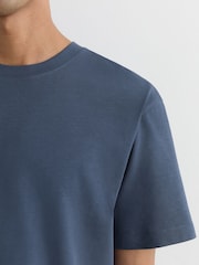 Reiss Airforce Blue Tate Cotton Garment-Dyed Relaxed-Fit T-Shirt - Image 4 of 6