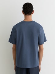 Reiss Airforce Blue Tate Cotton Garment-Dyed Relaxed-Fit T-Shirt - Image 5 of 6