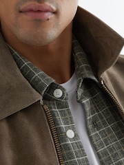 Reiss Olive Green Sainsie Suede Zip-Through Jacket - Image 4 of 6