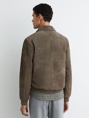 Reiss Olive Green Sainsie Suede Zip-Through Jacket - Image 5 of 6