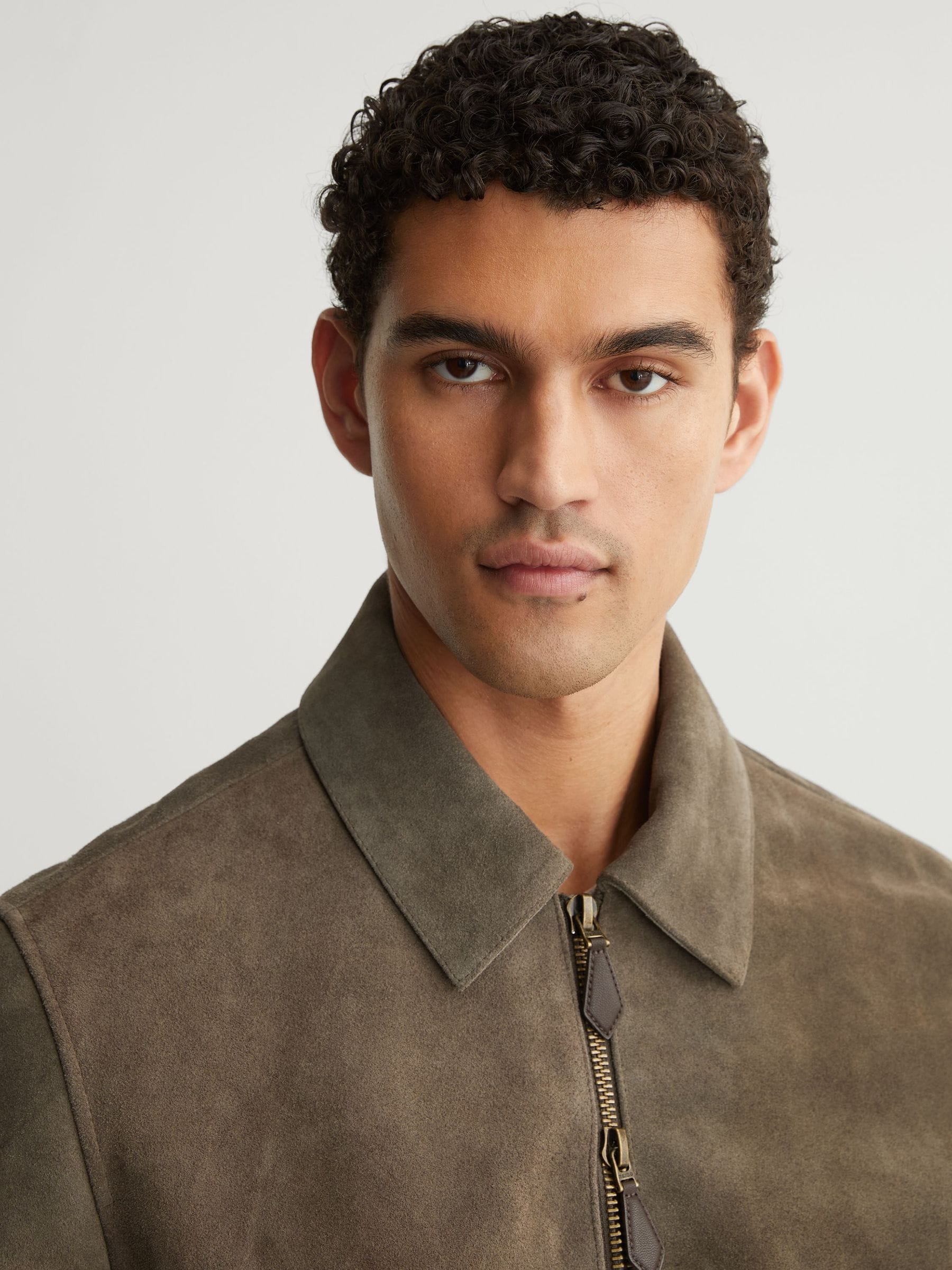 Buy Reiss Olive Green Sainsie Suede Zip-Through Jacket from Next USA