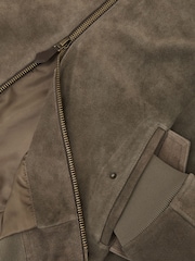 Reiss Olive Green Sainsie Suede Zip-Through Jacket - Image 6 of 6