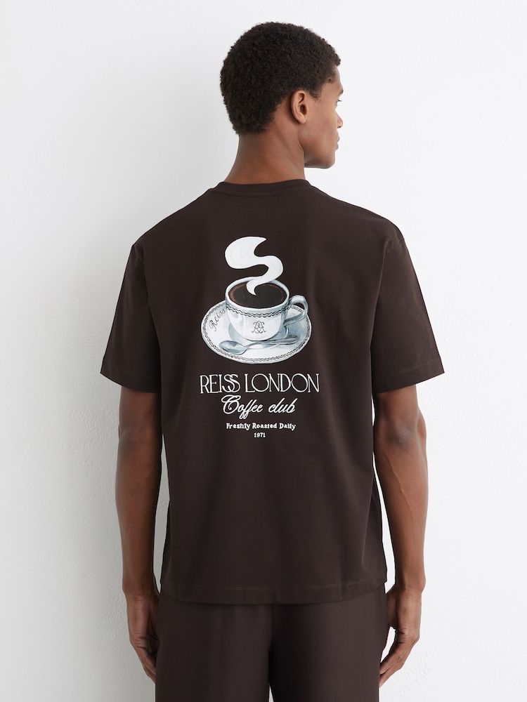 Reiss Chocolate Brown Crofton T-Shirt - Image 1 of 6