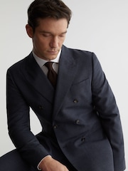 Reiss בלייזר צמר בגזרה מחויטת עם רכיסה כפולה ומרקם, דגם Fibre - תמונה 1 מתוך 9