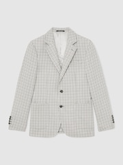 Reiss Soft Grey Canty Houndstooth Single-Breasted Blazer Tailored-Fit - Image 2 of 9