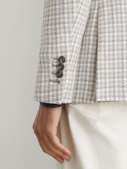 Reiss Soft Grey Canty Houndstooth Single-Breasted Blazer Tailored-Fit - Image 5 of 9