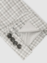 Reiss Soft Grey Canty Houndstooth Single-Breasted Blazer Tailored-Fit - Image 8 of 9