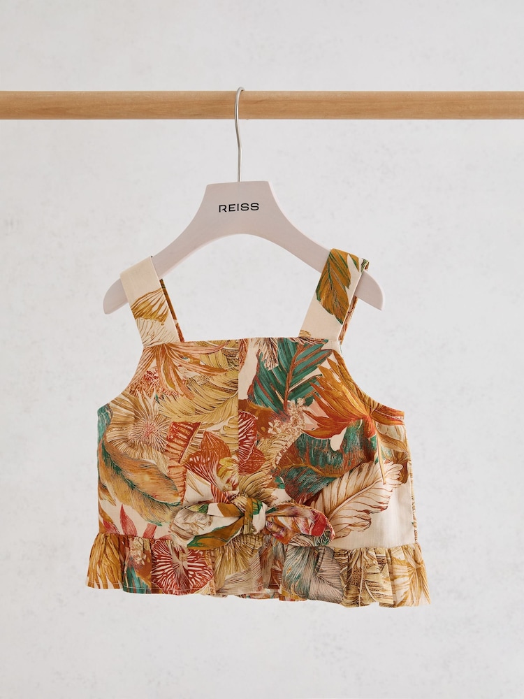 Reiss Neutral Violeta 3-9 yrs Cotton Printed Crop Top - Image 2 of 3
