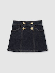 Reiss Indigo Blue Chloe Denim Button-Detail Skirt - Image 2 of 3