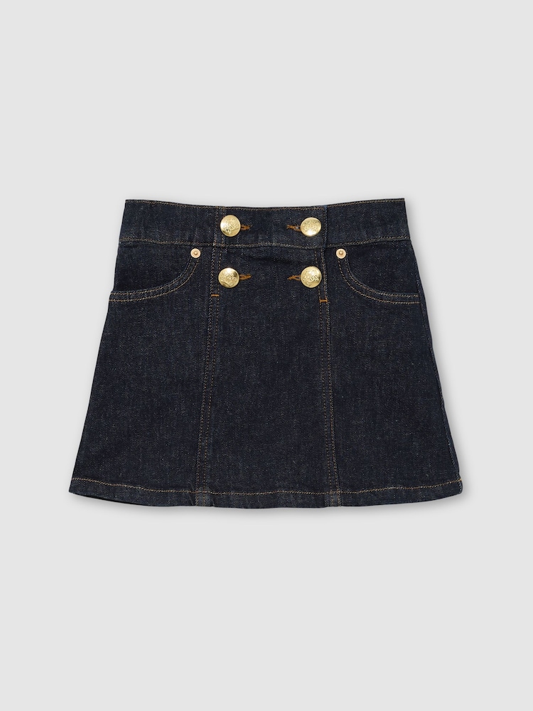 Reiss Indigo Blue Chloe Denim Button-Detail Skirt - Image 2 of 3