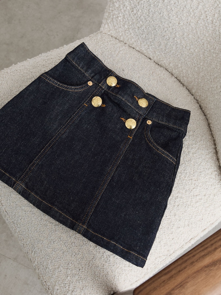 Reiss Indigo Blue Chloe Denim Button-Detail Skirt - Image 3 of 3