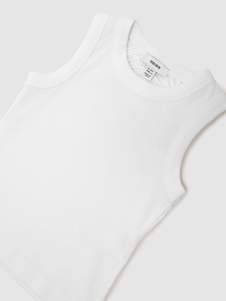 Reiss White Tara 9-13 yrs Cotton Cutwork-Embroidery Vest - Image 3 of 3
