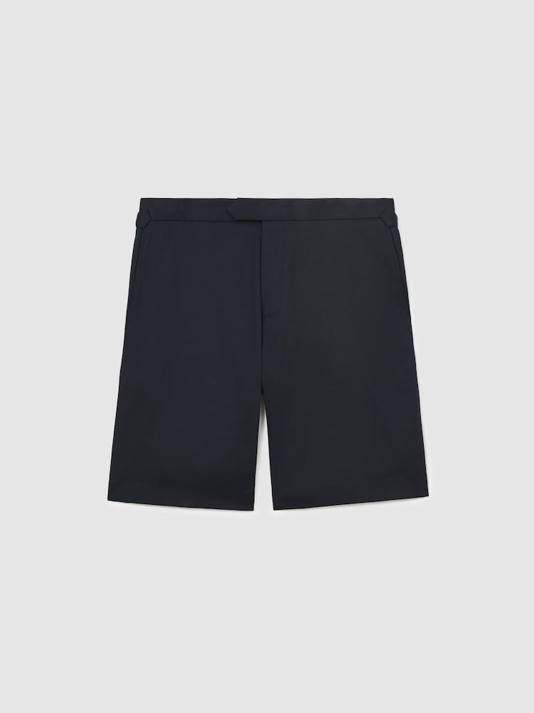 כחול כהה - Reiss Cantwell Short Cotton-Blend Side-Adjuster Shorts - תמונה 2 מתוך 6