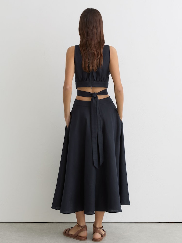 navy tank midi dress Plus Size Split Neck Tank Midi Dress