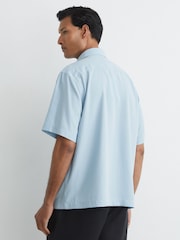 Reiss Soft Blue Supra Lyocell-Linen Short-Sleeve Shirt - Image 5 of 7