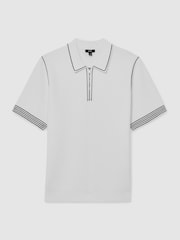 أبيض - قميص بولو Mason بنصف سحَّاب وخياطة مميزة من Reiss - صورة 2 من 6