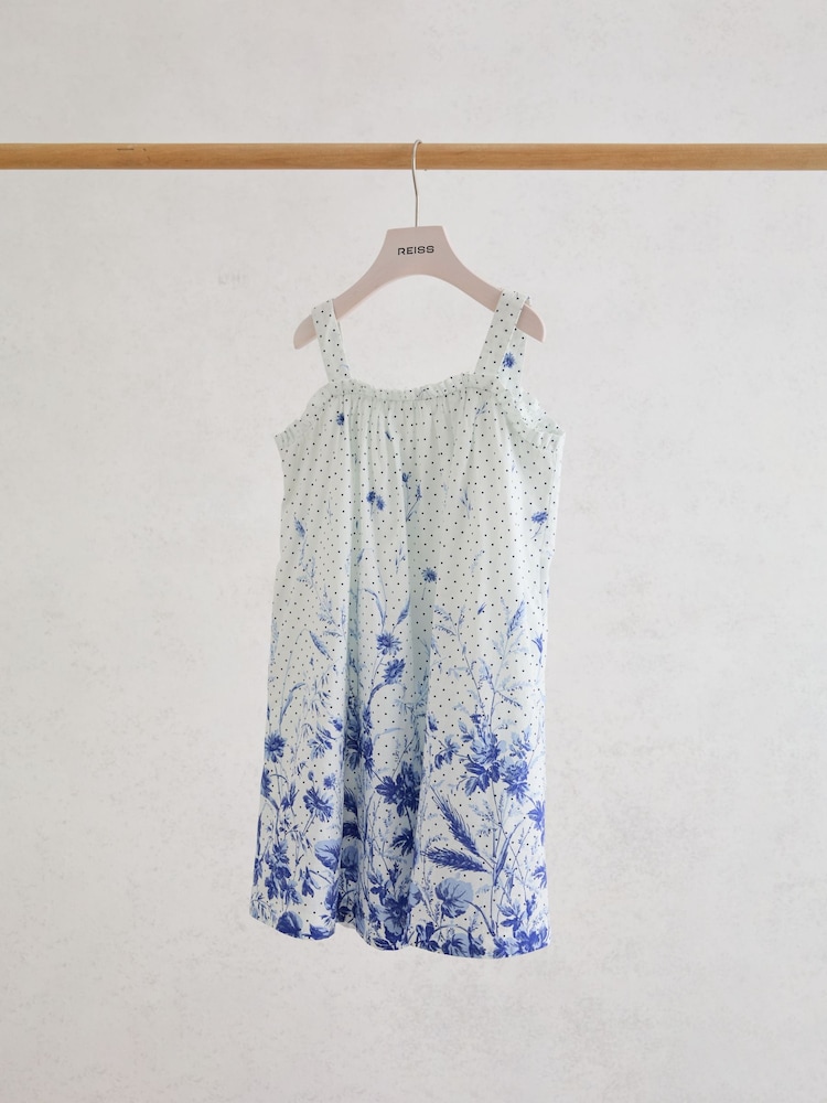 Reiss Solar Cotton Floral-Print Swing Dress - Imaginea 1 din 3