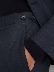 Reiss Airforce Blue Fibre Wool Textured Tailored-Fit Trousers - Image 5 of 6