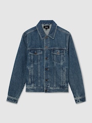 Reiss Indigo Blue Wash Place Denim Trucker Jacket - Image 2 of 6