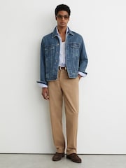 Reiss Indigo Blue Wash Place Denim Trucker Jacket - Image 3 of 6