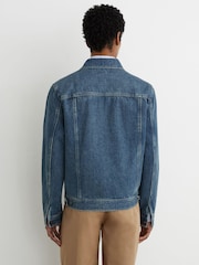 Reiss Indigo Blue Wash Place Denim Trucker Jacket - Image 5 of 6