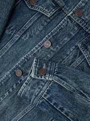 Reiss Indigo Blue Wash Place Denim Trucker Jacket - Image 6 of 6
