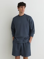Airforce أزرق - Reiss Drift Cotton-Piqué Garment-Dyed Sweatshirt - صورة 1 من 7
