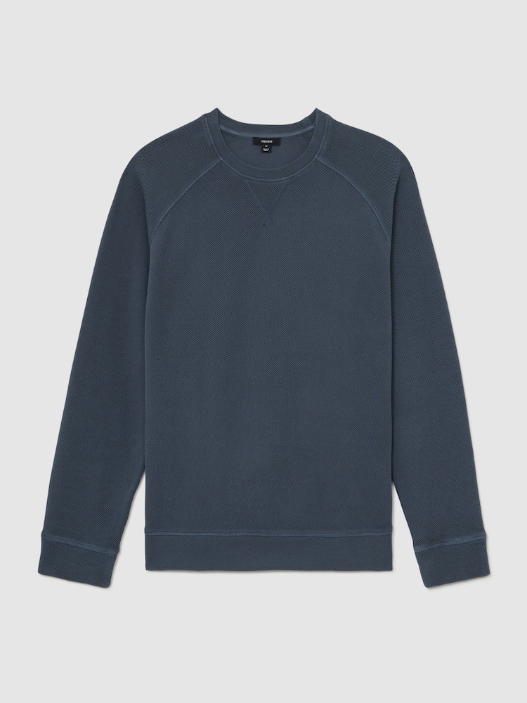 Airforce أزرق - Reiss Drift Cotton-Piqué Garment-Dyed Sweatshirt - صورة 2 من 7
