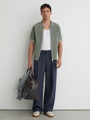 Reiss Sage Blake Stitch-Detail Zip-Through Knit Shirt - Image 3 of 7