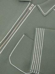 Reiss Sage Blake Stitch-Detail Zip-Through Knit Shirt - Image 7 of 7