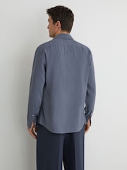 Reiss Airforce Blue Oscar Modal-Blend Regular-Fit Shirt - Image 6 of 7