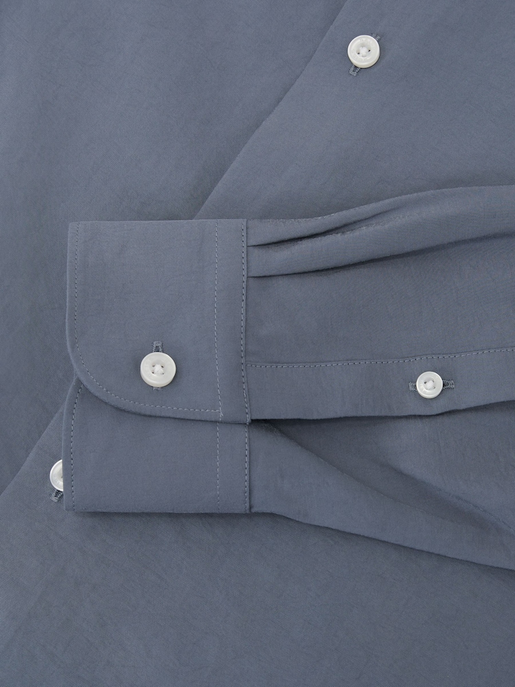 Reiss Airforce Blue Oscar Modal-Blend Regular-Fit Shirt - Image 7 of 7
