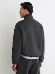 Reiss Washed Black Quinn Cotton-Blend Half-Zip Sweatshirt - Image 5 of 6